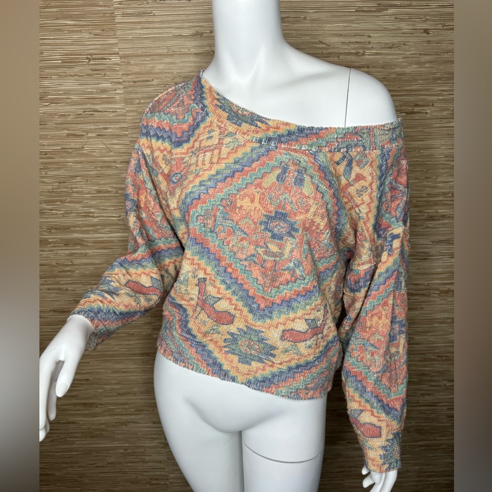 Vintage Aztec print cropped  sweater